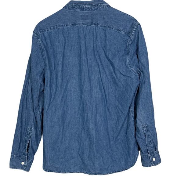 J. Crew Mens Slim Untucked Chambray Long Sleeve Denim Button Down Shirt L Blue - Picture 16 of 16
